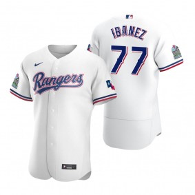 Men's Texas Rangers Andy Ibanez Nike White Authentic Home Jersey