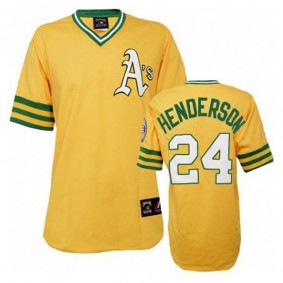 Male Oakland Athletics Rickey Henderson #24 Gold Throwback Jersey