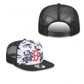 Men's Boston Red Sox White Black Vacay 2.0 A-Frame Trucker 9FIFTY Snapback Hat