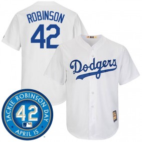 Male Brooklyn Dodgers Jackie Robinson #42 White Cool Base Cooperstown Collection Player Jersey