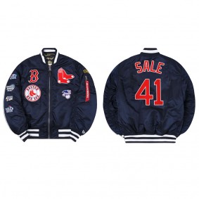 Men's Boston Red Sox Chris Sale Navy Alpha Industries Jacket