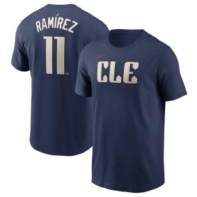 Men's Cleveland Guardians Jose Ramirez Navy 2024 City Connect Name & Number T-Shirt