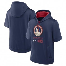 Men's Cleveland Guardians Navy 2024 City Connect Short Sleeve Pullover Hoodie