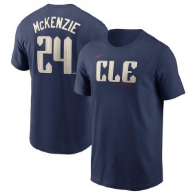Men's Cleveland Guardians Triston McKenzie Navy 2024 City Connect Name & Number T-Shirt
