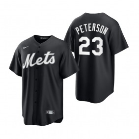 New York Mets David Peterson Nike Black White 2021 All Black Fashion Replica Jersey