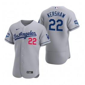 Los Angeles Dodgers Clayton Kershaw Gray 2020 World Series Champions Road Authentic Jersey