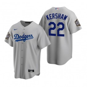 Men's Los Angeles Dodgers Clayton Kershaw Gray 2020 World Series Replica Jersey