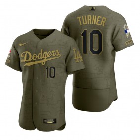 Los Angeles Dodgers Justin Turner Green 2021 Salute to Service Digital Camo Jersey