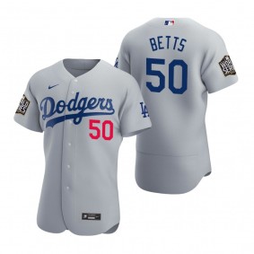 Men's Los Angeles Dodgers Mookie Betts Nike Gray 2020 World Series Authentic Jersey