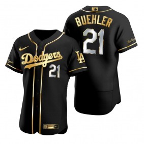 Los Angeles Dodgers Walker Buehler Nike Black Golden Edition Authentic Jersey