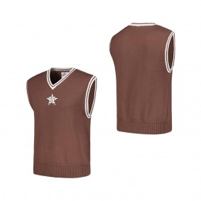 Men's Houston Astros PLEASURES Brown Knit V-Neck Pullover Sweater Vest