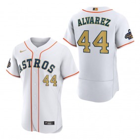 Men's Houston Astros Yordan Alvarez White 2023 Gold Collection Authentic Player Jersey