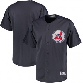 Male Cleveland Indians Stitches Charcoal Button Down Hot Corner Polyester Jersey