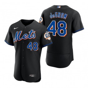 Men's New York Mets Jacob deGrom Black 60th Anniversary Alternate Authentic Jersey