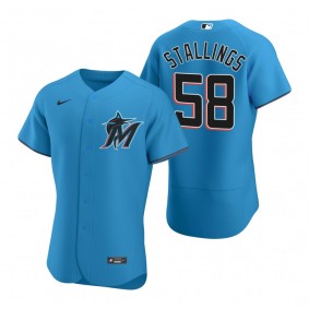Men's Miami Marlins Jacob Stallings Blue Authentic Alternate Jersey