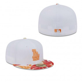 Men's Los Angeles Dodgers White Orange Flamingo 59FIFTY Fitted Hat