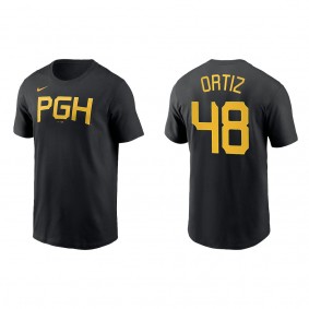 Luis Ortiz Pittsburgh Pirates Black 2023 City Connect Wordmark T-Shirt