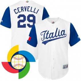 Men's 2017 World Baseball Classic Italy Francisco Cervelli White Replica Jersey