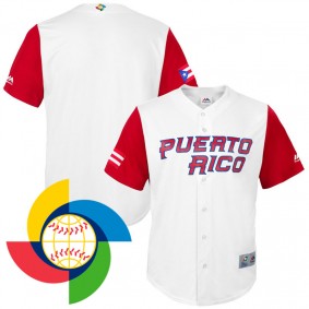 Men's 2017 World Baseball Classic Puerto Rico Baseball White Replica Team Jersey