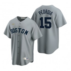 Men's Boston Red Sox Dustin Pedroia Nike Gray Cooperstown Collection Road Jersey
