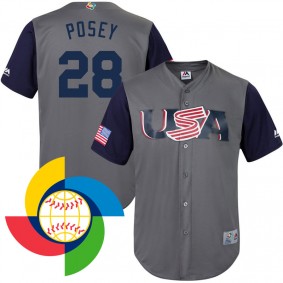 Men's 2017 World Baseball Classic USA Buster Posey Gray Replica Jersey