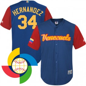 Men's 2017 World Baseball Classic Venezuela Felix Hernandez Royal Replica Jersey