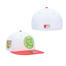 Men's Brooklyn Dodgers White Coral Cooperstown Collection 1955 World Series Strawberry Lolli 59FIFTY Fitted Hat