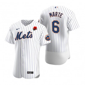 New York Mets Starling Marte Poppy Patch Authentic White Memorial Day Jersey