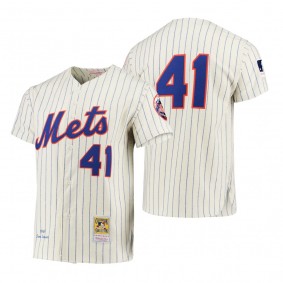 New York Mets Tom Seaver Cream Cooperstown Collection Authentic hall of fame Jersey