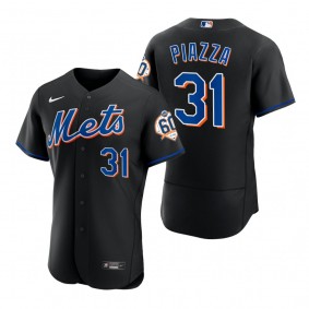 Men's New York Mets Mike Piazza Black 60th Anniversary Alternate Authentic Jersey
