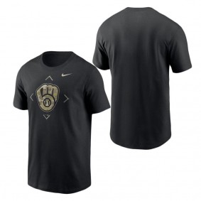 Men's Milwaukee Brewers Black Camo Logo T-Shirt
