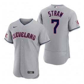 Men's Cleveland Guardians Myles Straw Gray Authentic Jersey