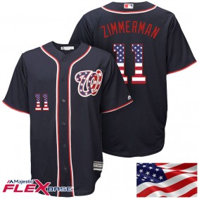 Male Washington Nationals #11 Ryan Zimmerman Navy Stars & Stripes Collection Flexbase Jersey