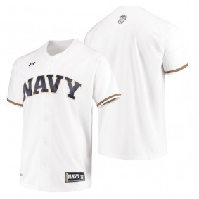 Navy Midshipmen White Replica Performance Baseball Jersey