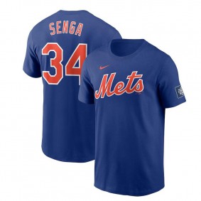 Men's New York Mets Kodai Senga Royal 2024 MLB World Tour London Series Name & Number T-Shirt