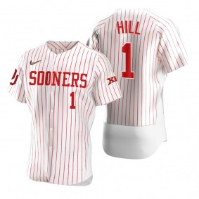 Oklahoma Sooners #1 Jalen Hill White Vapor Prime College Baseball Jersey