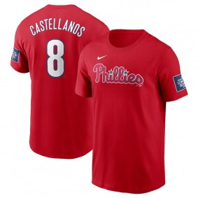 Men's Philadelphia Phillies Nick Castellanos Red 2024 MLB World Tour London Series Name & Number T-Shirt