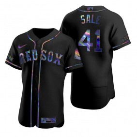 Boston Red Sox Chris Sale Nike Black Authentic Holographic Golden Edition Jersey