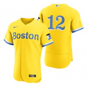 Men's Boston Red Sox Ellis Burks Gold Light Blue 2021 City Connect Authentic Jersey