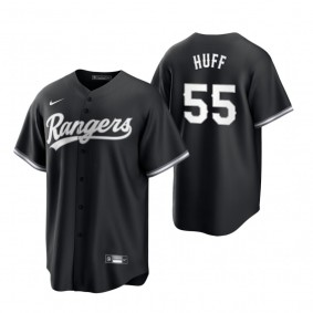 Texas Rangers Sam Huff Nike Black White 2021 All Black Fashion Replica Jersey