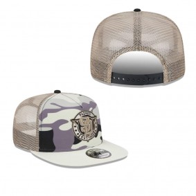 Men's San Diego Padres White Chrome Camo A-Frame 9FIFTY Trucker Snapback Hat