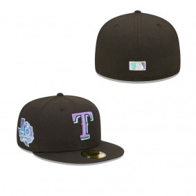 Men's Texas Rangers Black 40th Anniversary Black Light 59FIFTY Fitted Hat