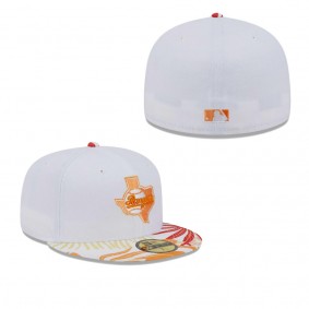 Men's Texas Rangers White Orange Flamingo 59FIFTY Fitted Hat