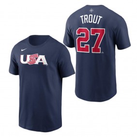 Men's USA Baseball Mike Trout Nike Navy 2023 World Baseball Classic Name & Number T-Shirt