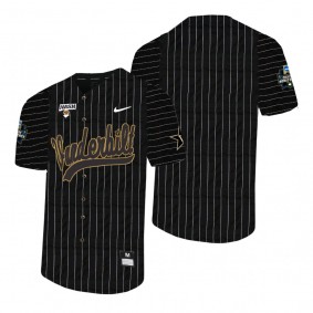 Vanderbilt Commodores # Black 2021 College World Series Pinstripe Baseball Jersey