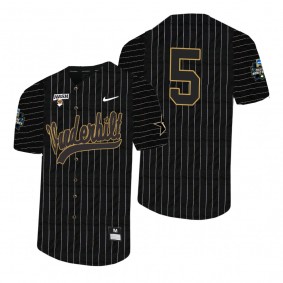 Vanderbilt Commodores #5 CJ Rodriguez Black 2021 College World Series Pinstripe Baseball Jersey