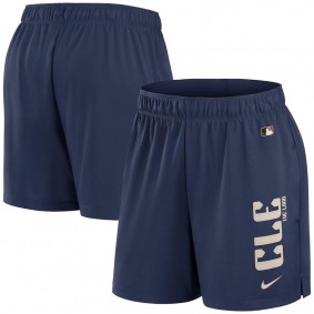 Women's Cleveland Guardians Navy 2024 City Connect Authentic Collection Knit Shorts