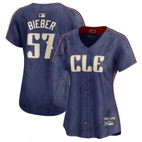Women's Cleveland Guardians Shane Bieber Navy 2024 City Connect Limited Jersey