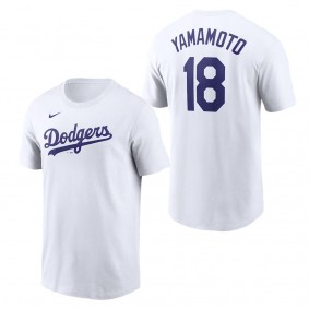 Men's Los Angeles Dodgers Yoshinobu Yamamoto White Fuse Name & Number T-Shirt