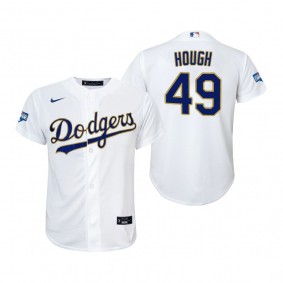 Youth Dodgers Charlie Hough White Gold 2021 Gold Program Replica Jersey